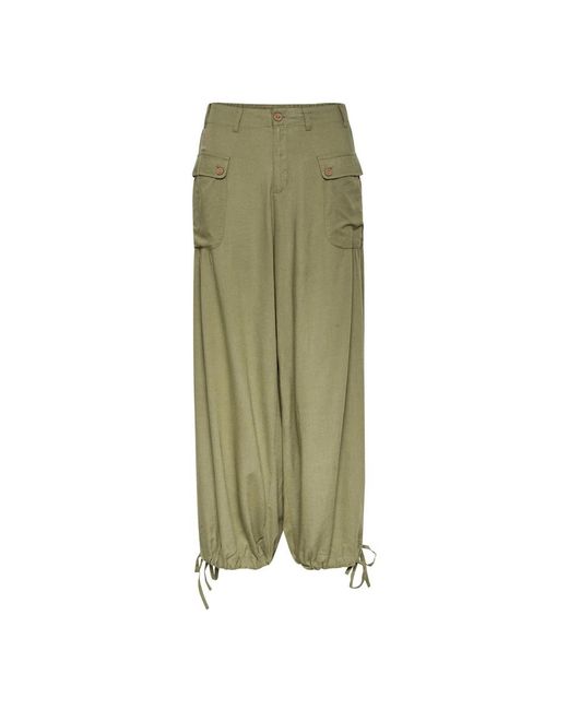 Cream Green Wide Trousers