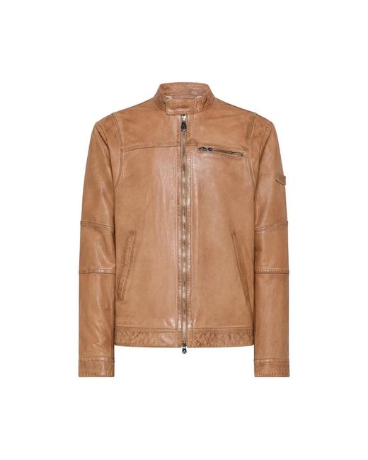Peuterey Brown Leather Jackets for men