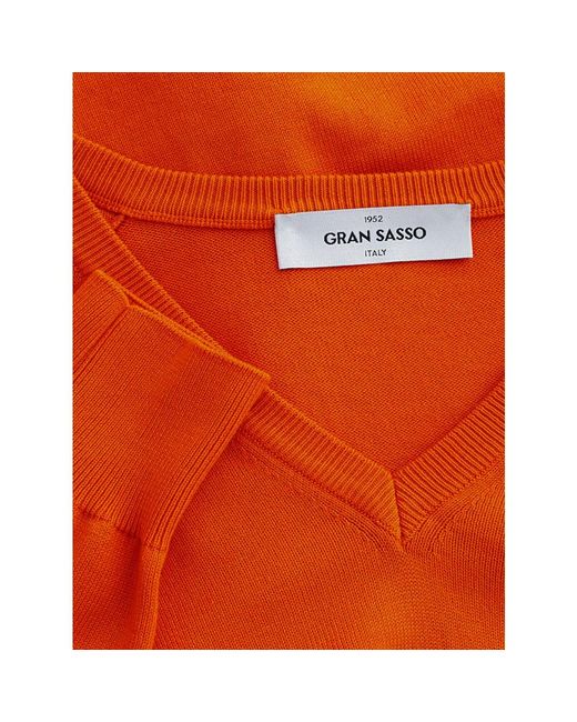 Gran Sasso S v-ausschnitt baumwolltop in Orange für Herren