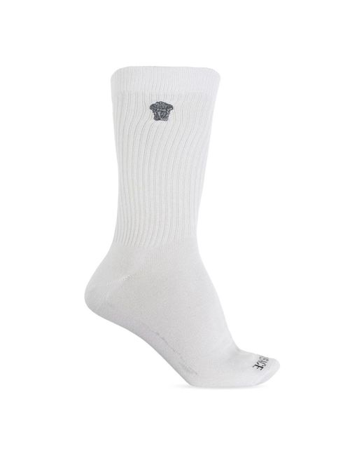 Versace Ondergoed ,Wit ,Katoen Katoenen Sokken Met Logo in het White voor heren