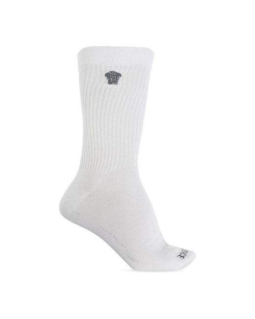 Versace Ondergoed ,Wit ,Katoen Katoenen Sokken Met Logo in het White voor heren