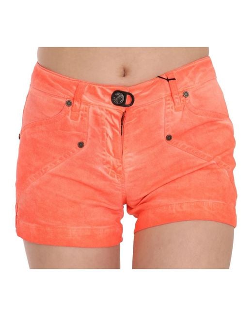 Plein Sud Orange Denim Shorts