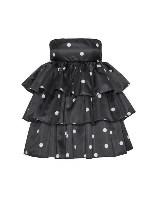 ROTATE BIRGER CHRISTENSEN Black Schwarzes mini-kleid aus satin mit rüschen