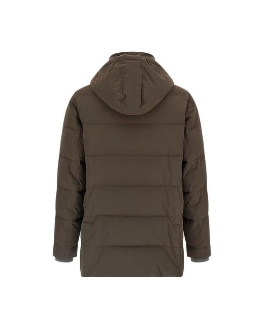 Brunello Cucinelli Braune Gerippte Gesteppte Daunenjacke in Green für Herren