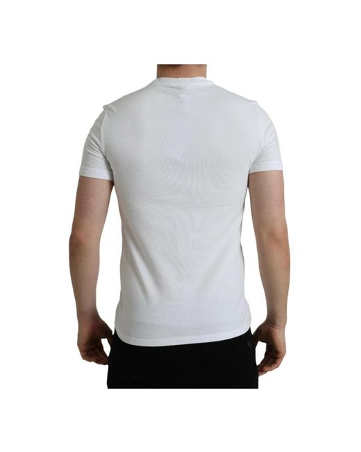 T-Shirt En Jersey De Coton Bi-Stretch Dolce & Gabbana pour homme en coloris White