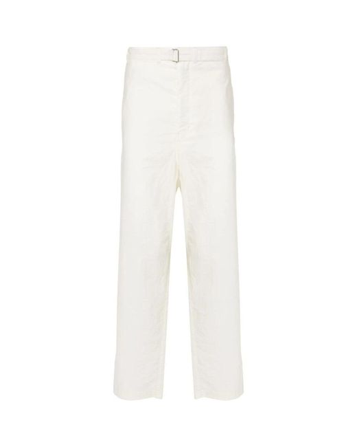 Pantaloni tapered in misto cotone bianco crema di Lemaire in White da Uomo