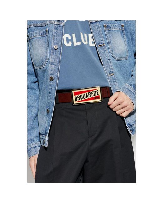 DSquared² Logo Plaque Riem in het Red voor heren