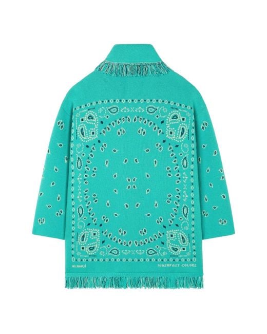 Alanui Truien & Vesten ,Blauw ,Linnen Bandana Jacquard Cardigan in het Blue