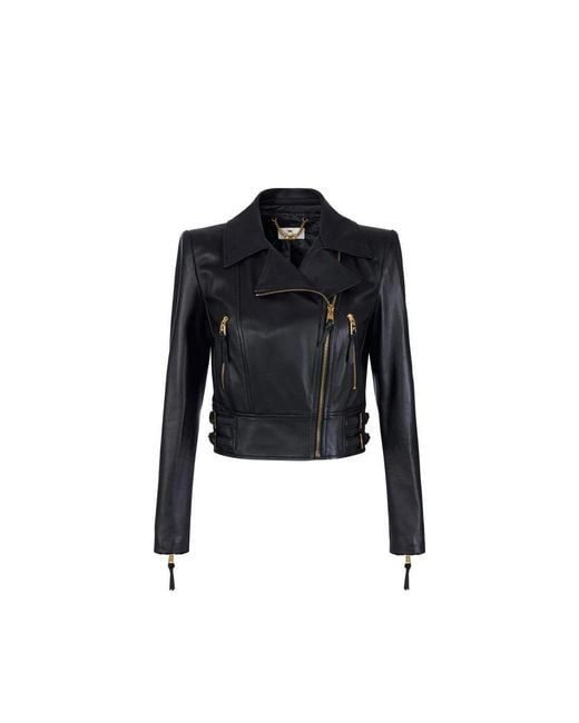 Elisabetta Franchi Black Leather Jackets