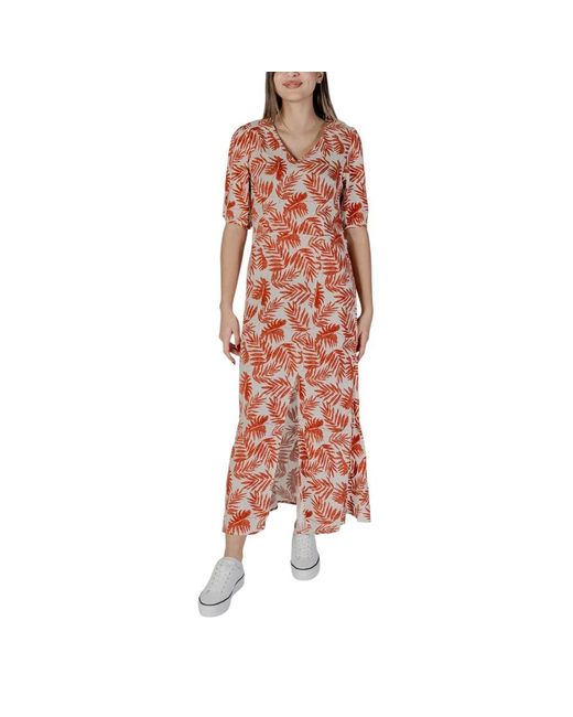 B.Young Kleedjes ,Veelkleurig ,Byjosa Slit 20813211 Lange Jurk in het Red