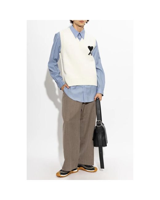 AMI Wool Vest in het White voor heren