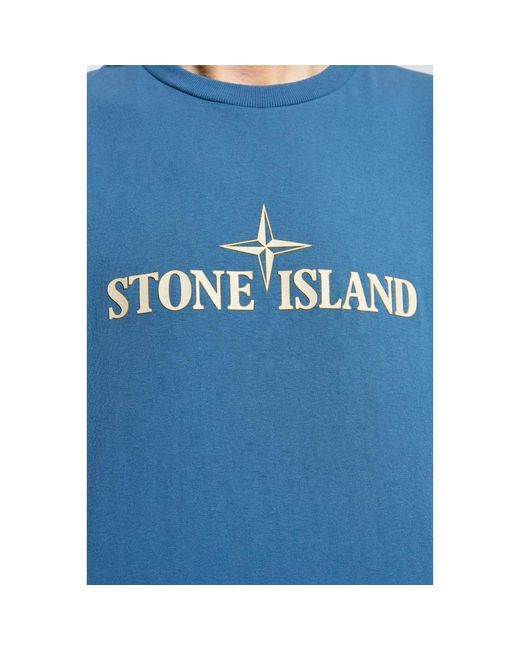 Stone Island T-shirt mit logo in Blue für Herren