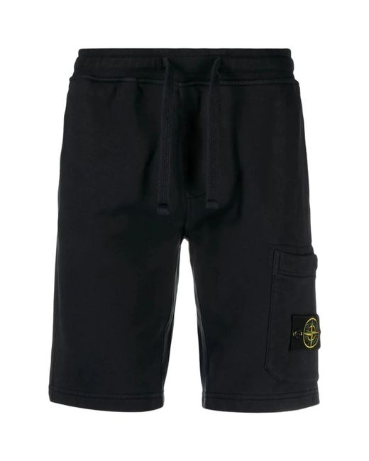 Stone Island Casual denim shorts für männer,weiße bermuda-shorts mit taschen in Black für Herren