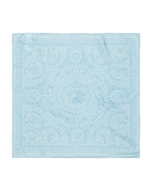 Versace Blue Seiden barocco quadratischer foulard