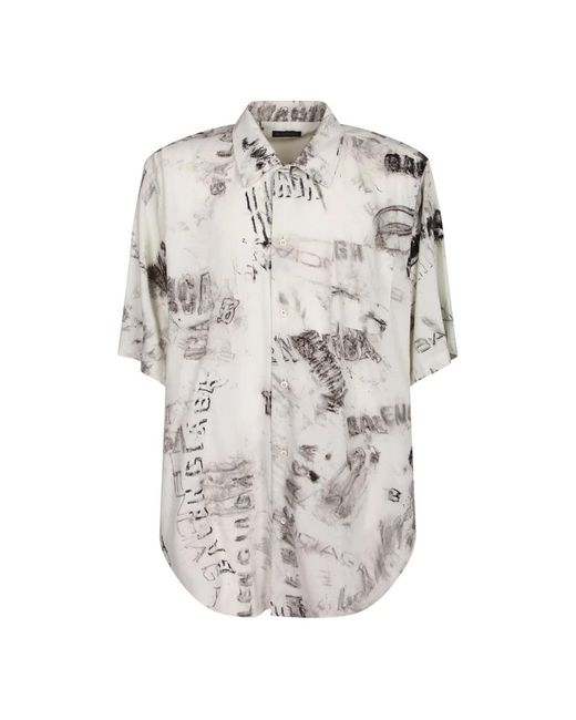 Balenciaga Natural Short Sleeve Shirts for men