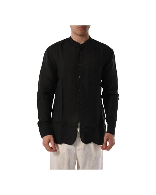 120% Lino Koreanisches leinenhemd in Black für Herren