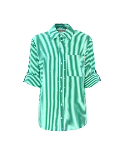 Camisa a rayas con aplicaciones decorativas Kocca de color Green