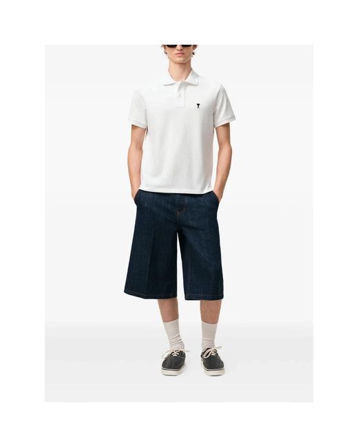 AMI Tops ,Wit ,Katoen Contrasted De Coeur Polo in het White voor heren