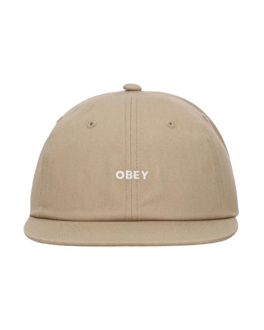 Obey Accessoires ,Katoen Stoere Twill Flat Brim Cap in het Natural voor heren