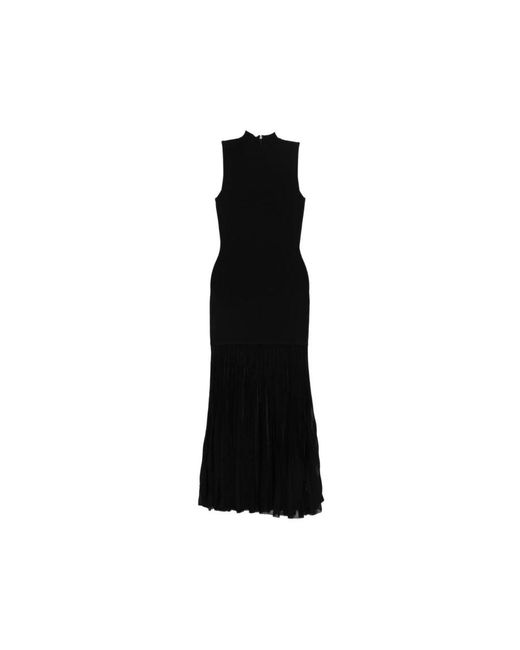 Michael Kors Kleedjes ,Zwart ,Nylon Stretch Knit Combination Maxi-Jurk in het Black