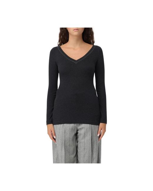 Long Sleeve Tops di Brunello Cucinelli in Black