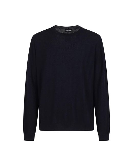 Giorgio Armani Blue Round-Neck Knitwear for men