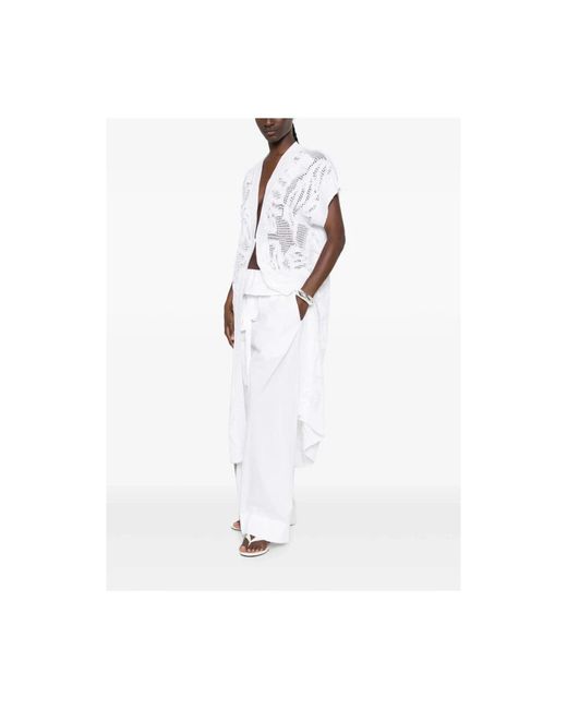 Brunello Cucinelli Open-Knit V-Neck Trui in het White