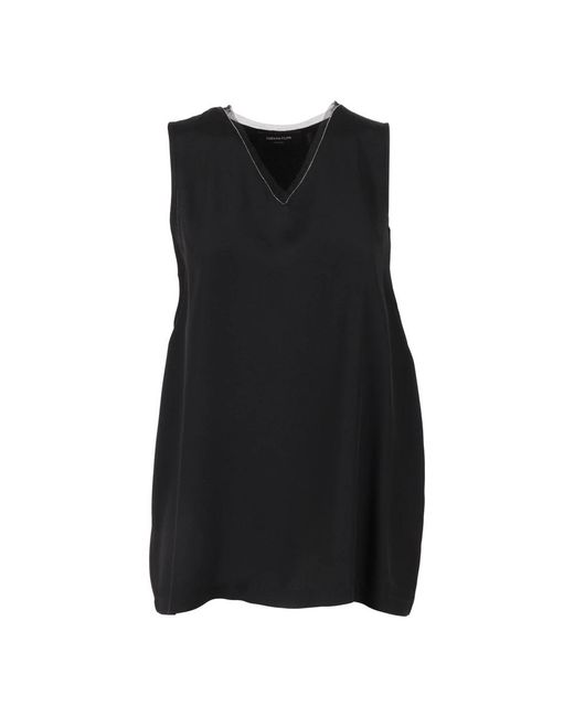 Fabiana Filippi Black Sleeveless Tops
