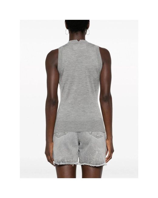 Ermanno Scervino Gray Graues spitzenärmelloses top