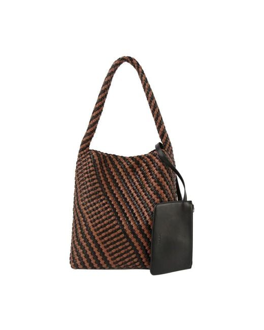 Hvisk Brown Geflochtene Soft Structure Schultertasche