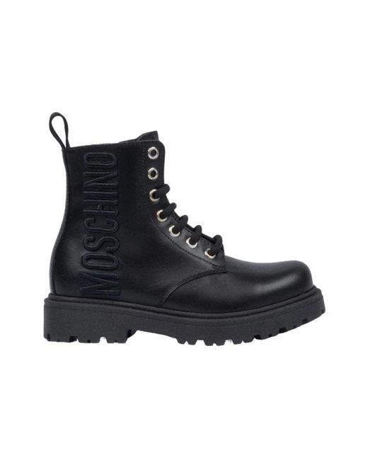 Moschino Black Lace-Up Boots