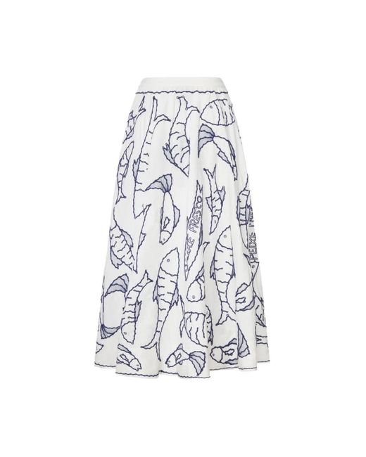 Farm Rio Blue Midi Skirts