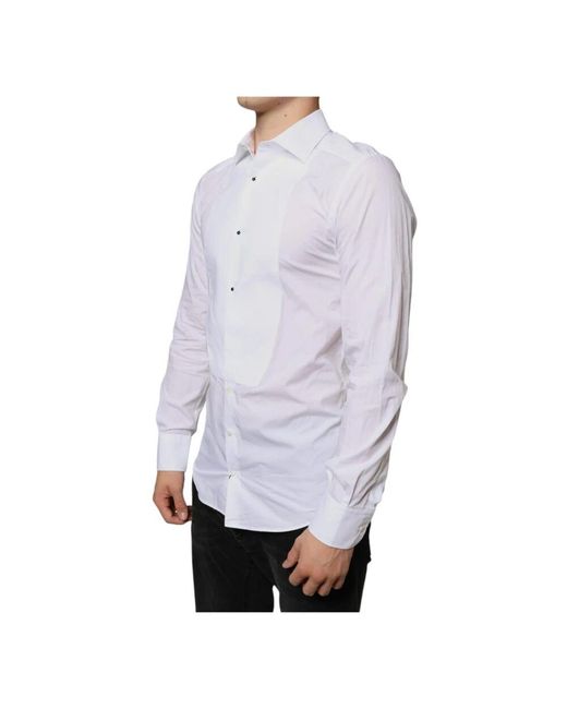 Dolce & Gabbana Weiße baumwollhemd mit bib in Purple für Herren