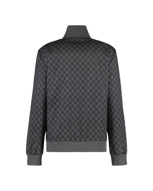 Gucci Hoodies & Sweatvesten ,Zwart ,Katoen Cotton Blend Sweatshirt Met Volledige Rits in het Gray