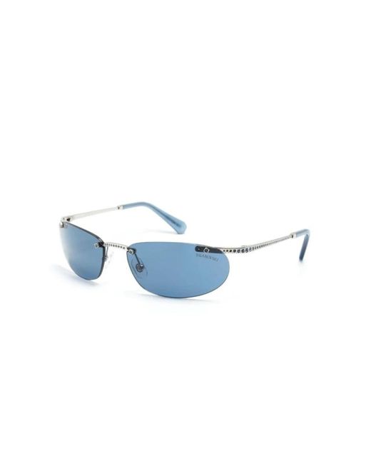 Swarovski Blue Silberne sonnenbrille mit original-etui