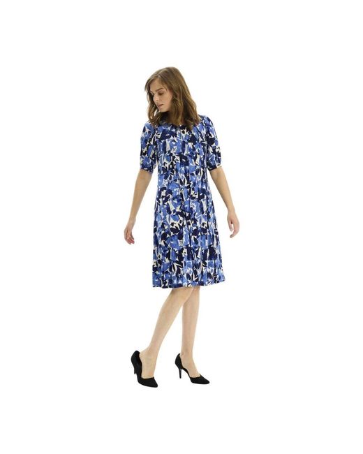 iN FRONT Blue Blaues Lucette Kleid Mit 1/2 Ärmeln