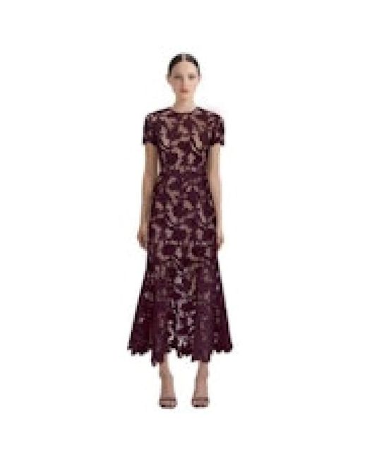 Self-Portrait Lace Midi Jurk in het Purple