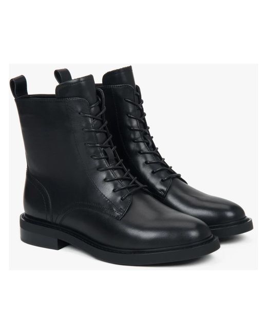 ESTRO Black Lace-Up Boots