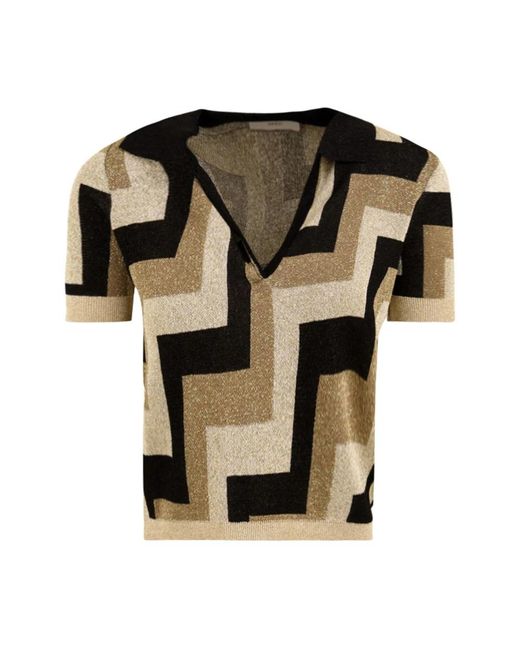 Akep Tops ,Veelkleurig ,Geometrische Jacquard Polo Shirt in het Black