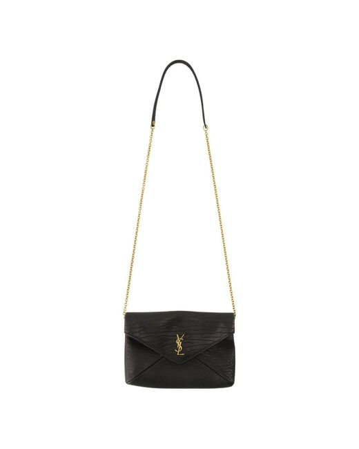 Saint Laurent Zwarte Ketting Cassandre Clutch in het White