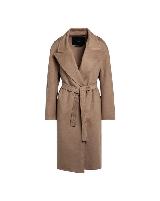 Max Mara Jassen ,Bruin ,Wol Single-Breasted Jas in het Brown