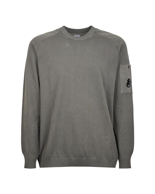 C P Company Gray Round-Neck Knitwear for men