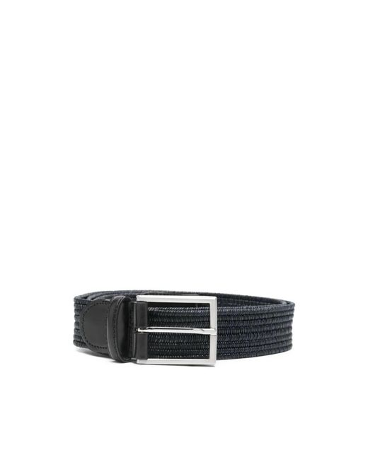 Canali Accessoires ,Blauw ,Leer Gevlochten Riem in het Black voor heren