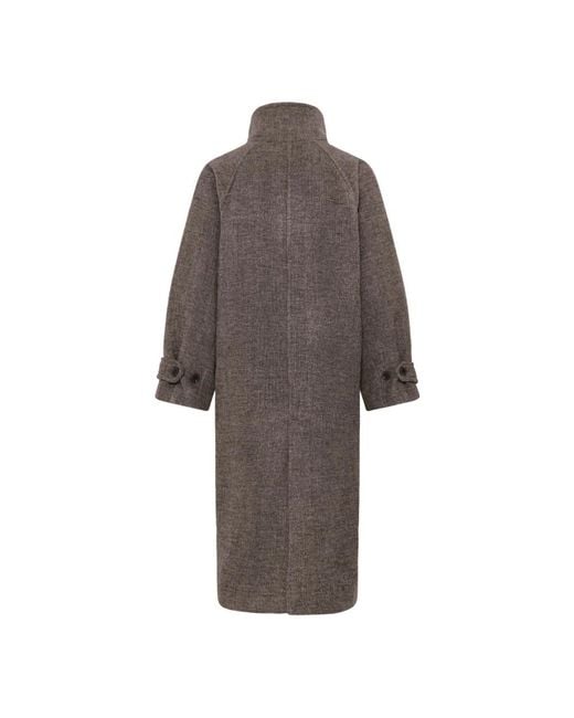 Single-Breasted Coats Ichi de color Brown