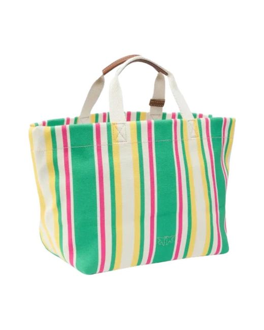 Pinko Green Einkaufstasche Medium Canvas