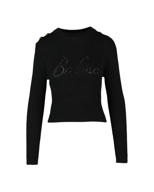 Balmain Black Round-Neck Knitwear