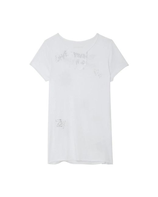 Zadig & Voltaire White T-Shirt mit Henley-Ausschnitt