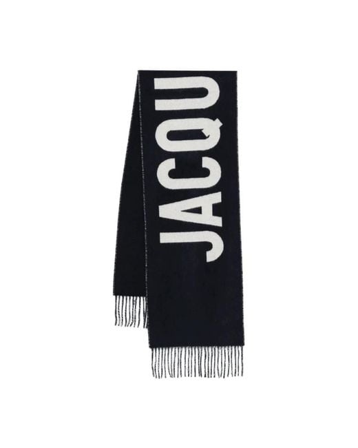 Jacquemus Black Scarf With Embroidered Logo