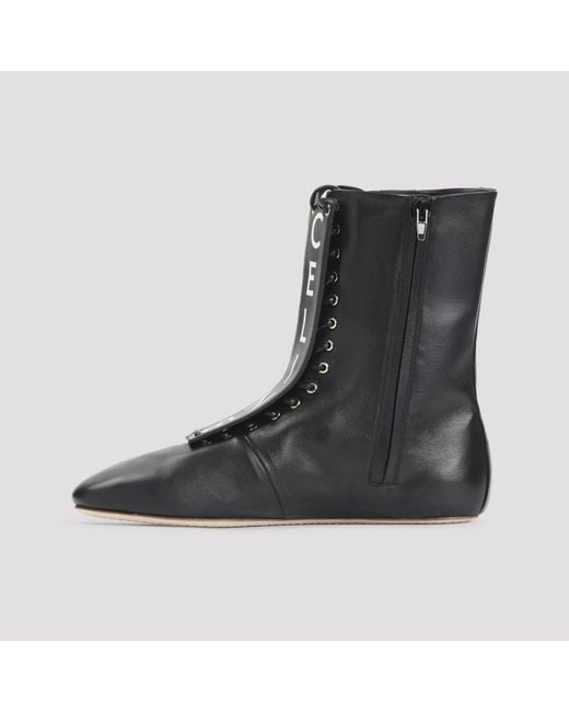 Céline Black Lace-Up Boots