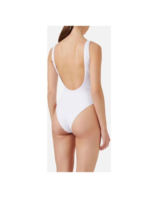 Iceberg Badmode ,Wit ,Witte Olympische-Stijl Eendelige Badpak Met Toon-Op-Toon Logo in het White